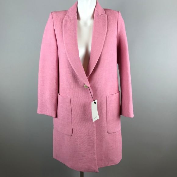 Zara Jackets & Blazers - Zara Basic Textured Weave Coat Jacket Pink Size XS